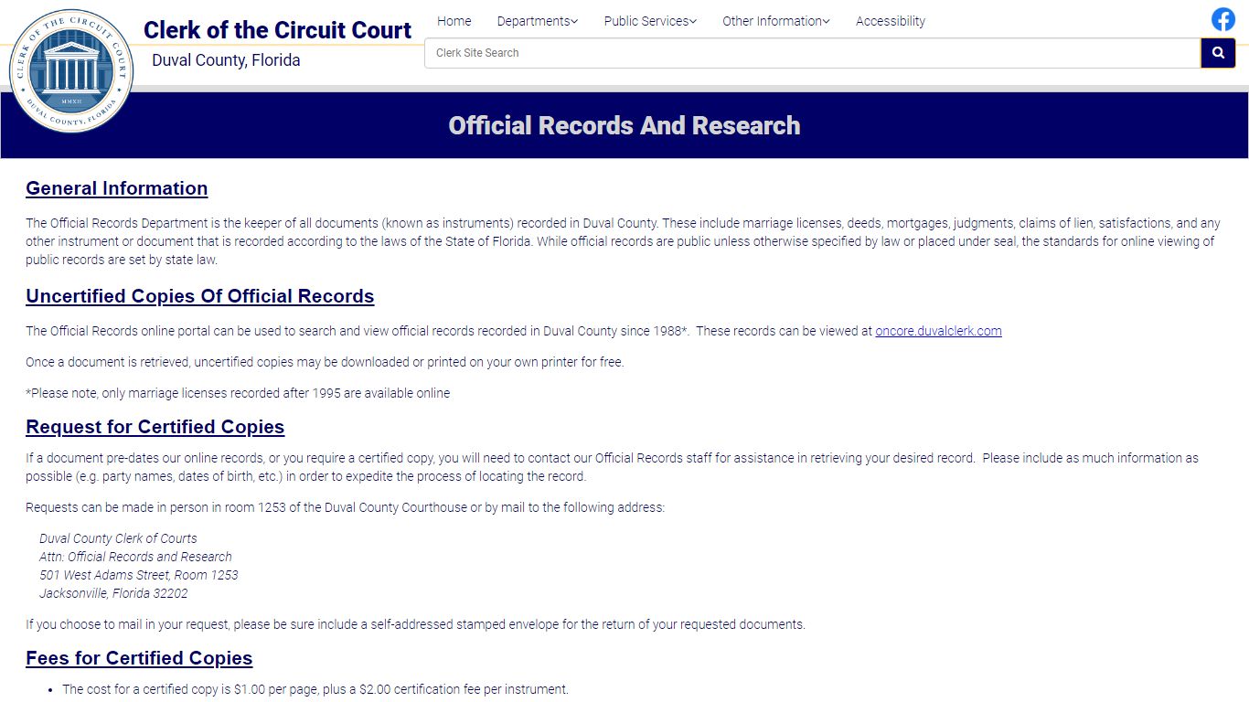 Official Records - Duval County Clerk of Courts